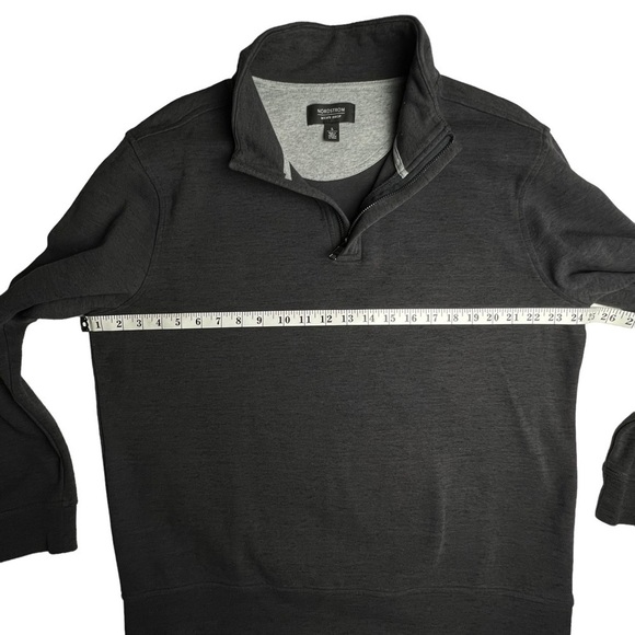Nordstrom Men's Shop Sweater Charcoal Gray 1/4 Zip Pullover Size Large Knit Soft - Picture 6 of 8